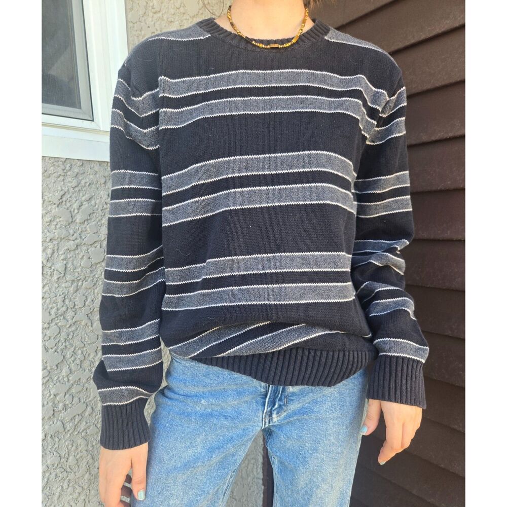 Women's Vintage 90s St. Johns Bay Stripe Chunky Knit Dad Core Relax Sweater